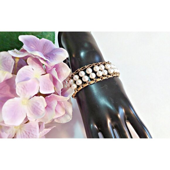 Vintage Sarah Coventry Faux Pearl Bracelet - Picture 1 of 5
